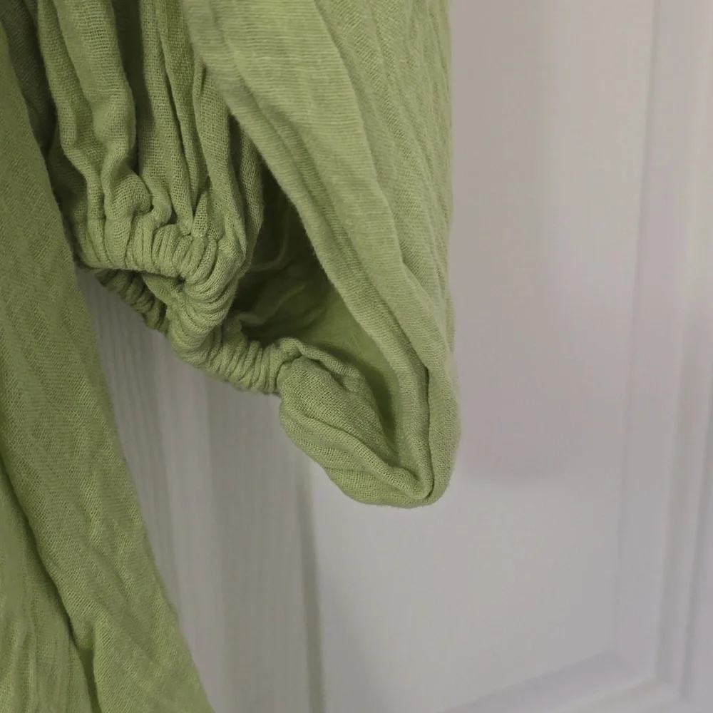 Asos Flowy Green Long Sleeve Dress Sz US 8 - Picture 6 of 8
